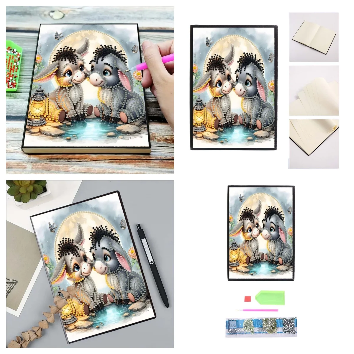5D DIY turtle sheep donkey dog pattern leather female adult diamond painting notebook sketchbook leather art and crafts