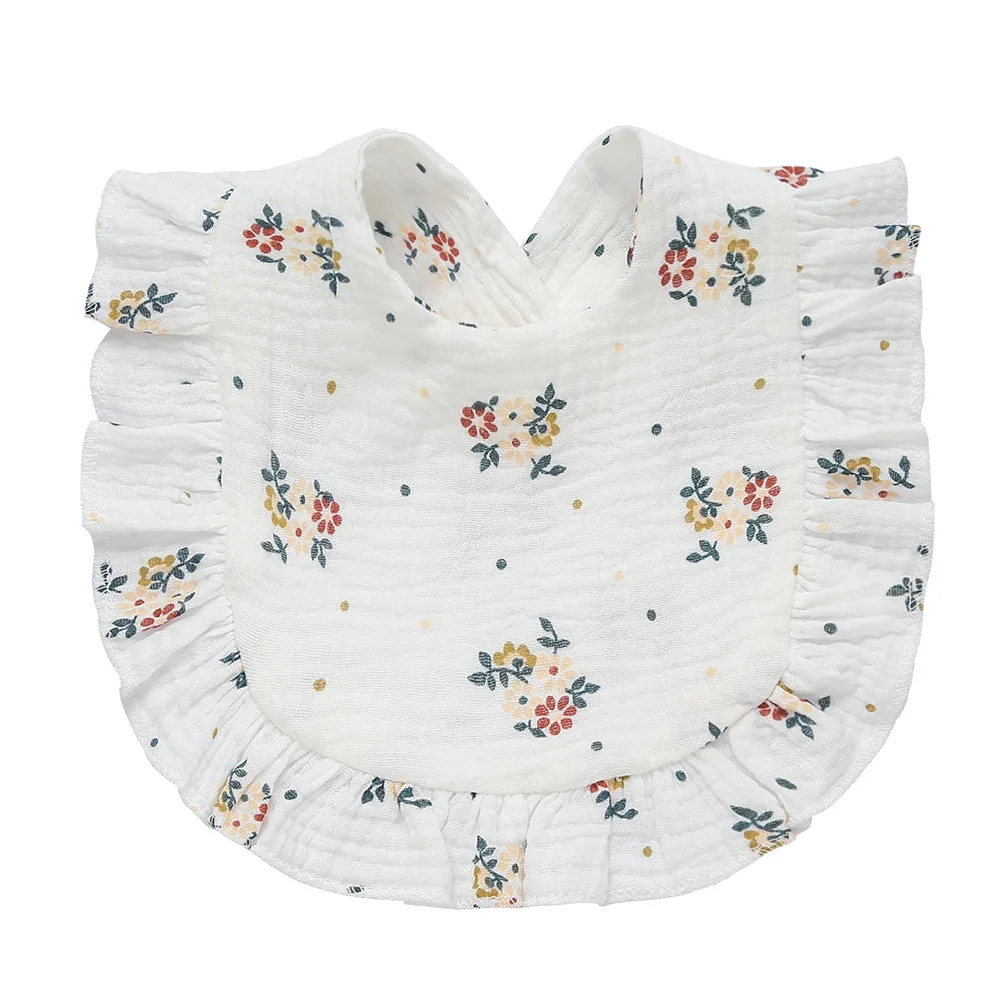 Baby Bib Korean Style Feeding Drool Ruffle Floral Infants Saliva Towel Soft Cotton For Newborn Toddler Kids