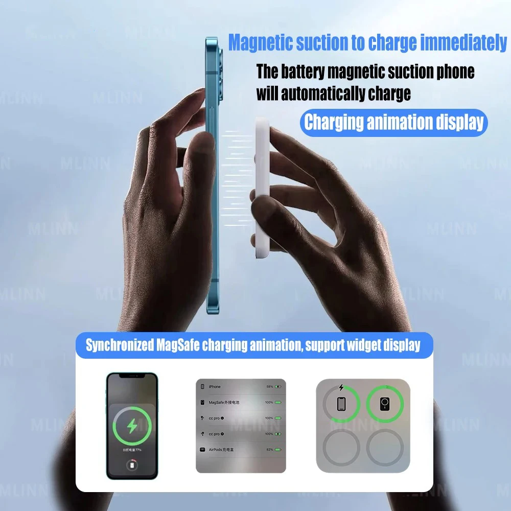 Magnetic Powerbank For Apple External Battery Portable Wireless Power Bank Charger for Magsafe iPhone Spare Battery 3