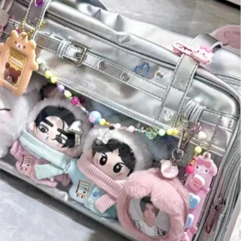 JIAERDI Harajuku Pink Ita Bag Women Anime College Uniform Pocket Pu Leather Shoulder Bags Student Large Capacity Handbag Wallet