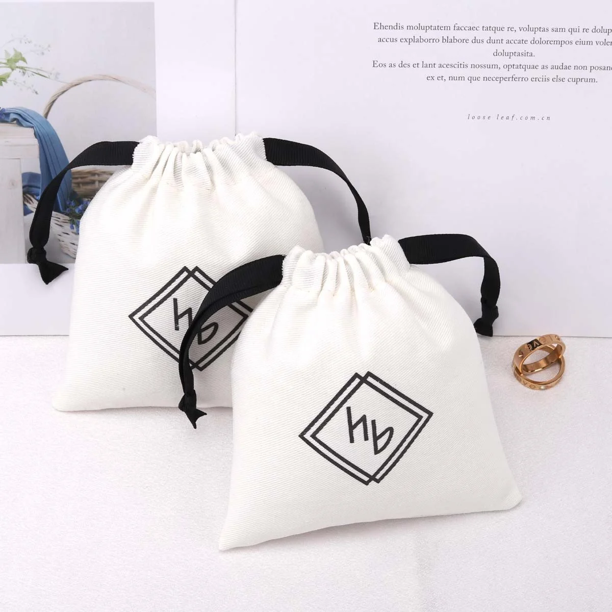 50pcs Custom Logo Printing White Cotton Twill Skincare Product Packing Bag High Quality Reusable Gift Jewelry Dust Cotton Pouch logo white наволочка 50 x 75 см