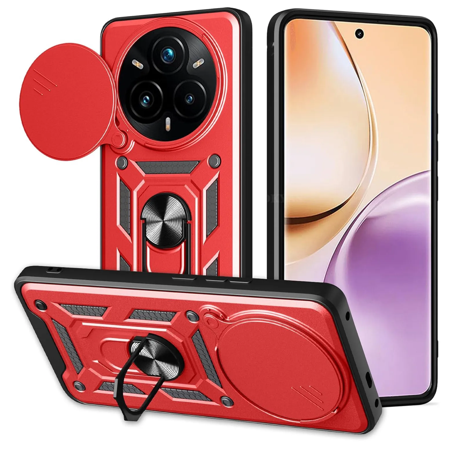 Enhanced Armor Case with Lens Protection and Ring Magnetic Holder