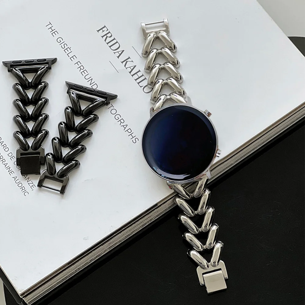 

Ремешок из нержавеющей стали для Samsung Galaxy Watch 5/5pro 4/4classic Active 2, браслет на цепочке для Huawei GT2/3 42 мм GT3 Pro 43 мм, 22 20 мм