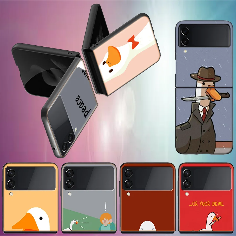 Flying Duck Per Samsung Galaxy Z Flip 5 4 3 Custodia Rigida Antiurto Per Telefono Z Flip 5 5G Z Flip 5 4 5G Tpu Pc Hard Coque Fun
