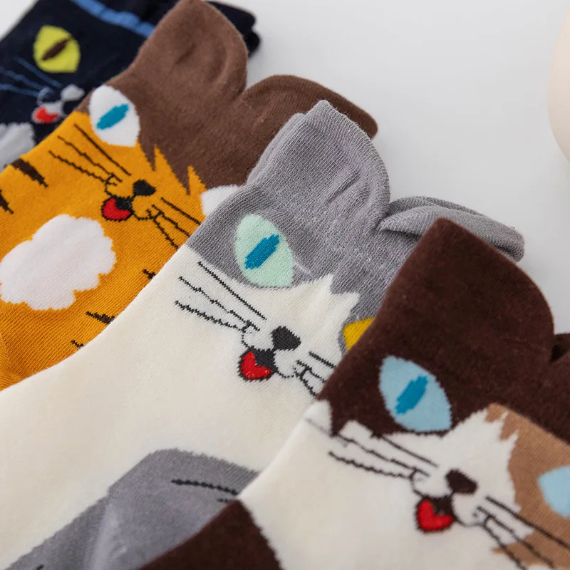 

1Pair 3D Animal Cotton Short Socks Cartoon Cat Sock Harajuku Kawaii Women Girls Autumn Winter Socks Breathable Casual Sox