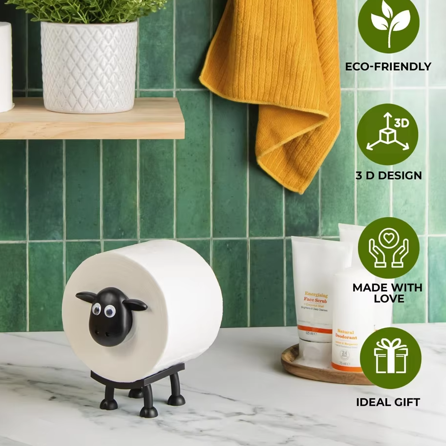 Black Sheep Toilet Paper Holder Resin Lovely Sheep Tissue Box Stackable For Home Bathroom Vanity Night Stands