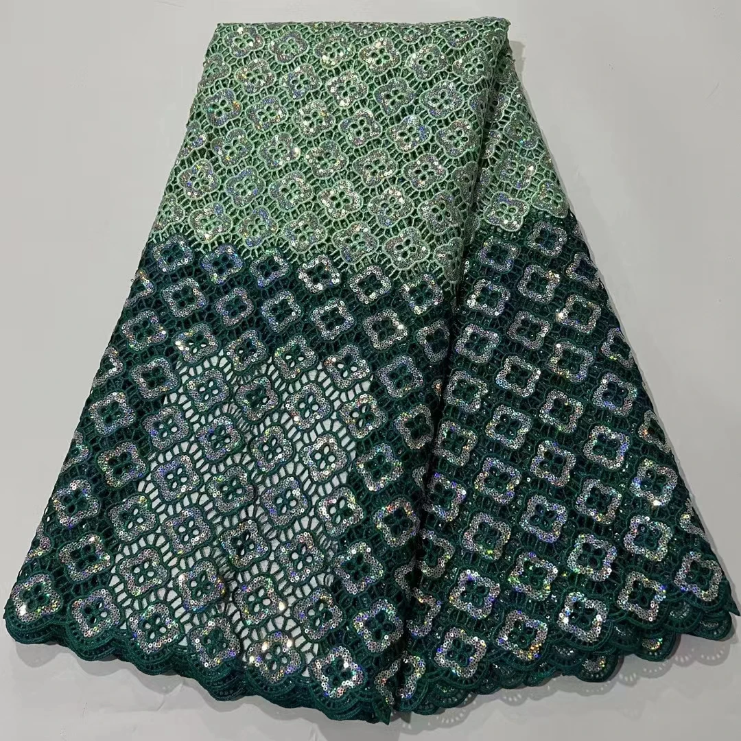 

African Embroidery Net Lace Fabric High Quality Lace 5Yards Nigerian Sequence Lace Fabric Gorgeous Material For Wedding W RFR1-2