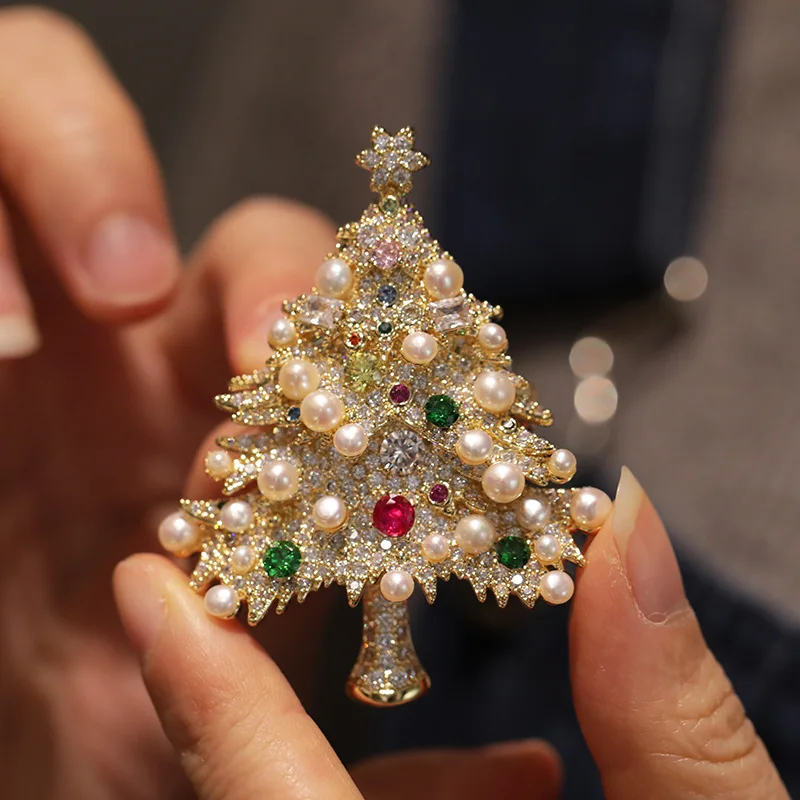 BROCHE DE NOËL ÉMAILLÉE DORÉE - Haute Qualité, Environ 4,3 X 2 Cm - Parfaite Pour Les Fêtes !