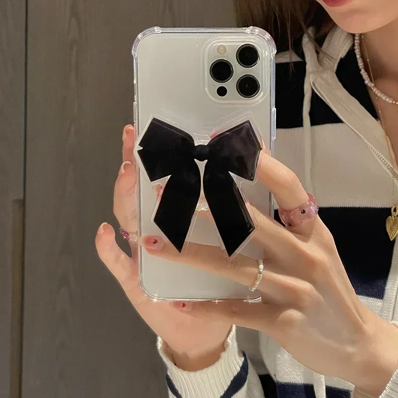 thumbnail image 1 of Funda de silicona transparente con soporte de arco 3D para iPhone 15, 14 Pro Max, 13, 12, 11, XR, X, XS, 7 Plus, SE 3, funda suave transparente a prueba de golpes, 1 of 4