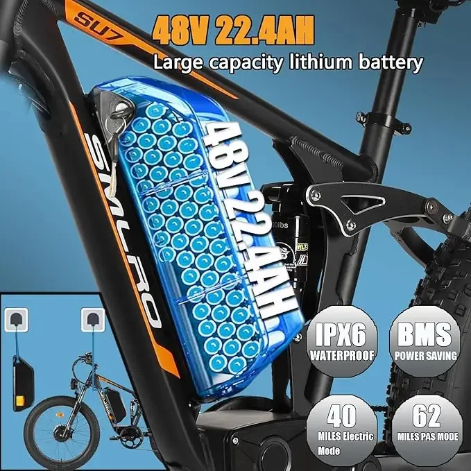 Electric Bike for Adults 2000W Dual Motor 35MPH Fastest Ebike, 48V 22.4Ah Switchable RWD AWD Ebike 26” Fat Tire Full Suspension