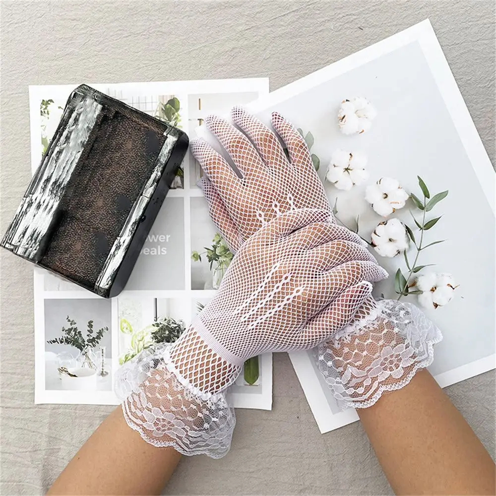 Party Sexy Dressy Women Lace Gloves Paragraph Wedding Mittens Accessories Full Finger Girls lace gloves