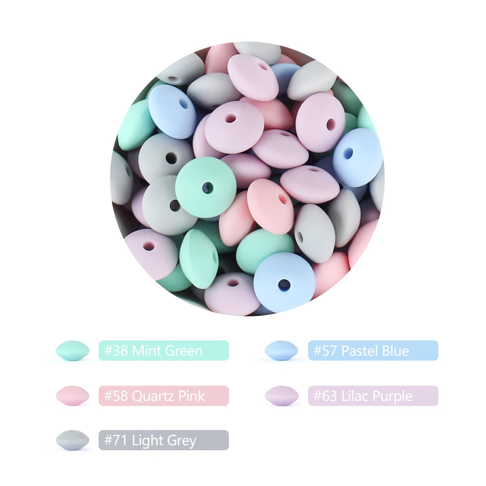 Silicone Lentil Beads 12mm Abacus Loose Beads for DIY Jewelry and Crafting