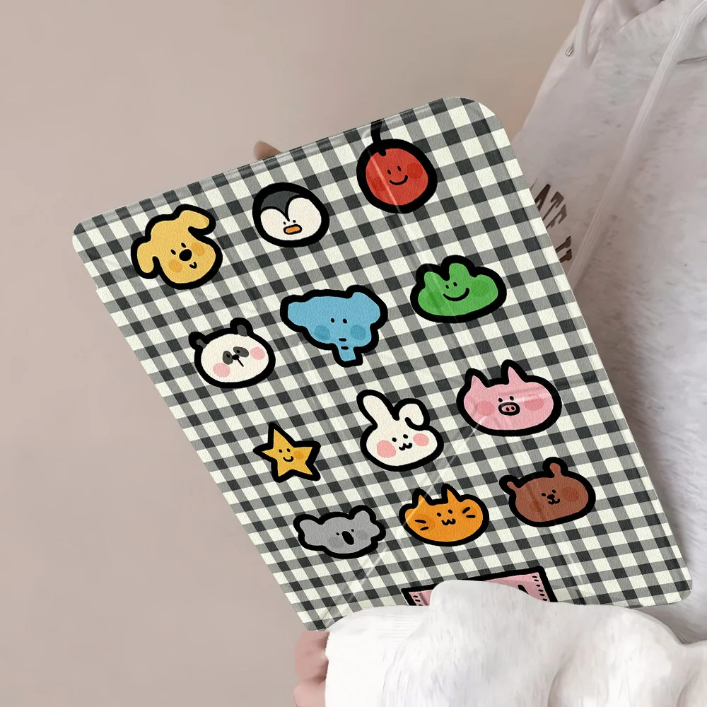 Cartoon Animals Clear Back Tablet Cover with Enhanced Protection