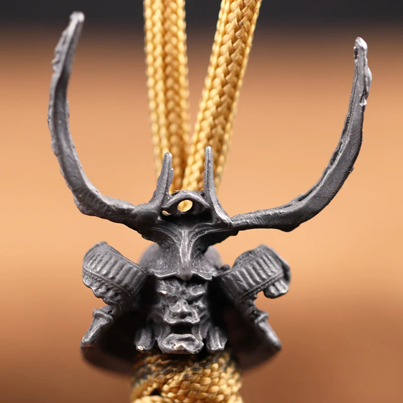 

Длинный Рог японский Shogun Samurai нож для шлема бусины латунь тканый Паракорд шнурок подвеска открытый зонт EDC Веревка DIY аксессуар