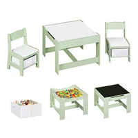WOLTU Table pour enfants avec 2 chaises, plateau de table réversible, ensemble de meubles pour enfants avec espace de rangement pour salle de jeux, pépinière 3