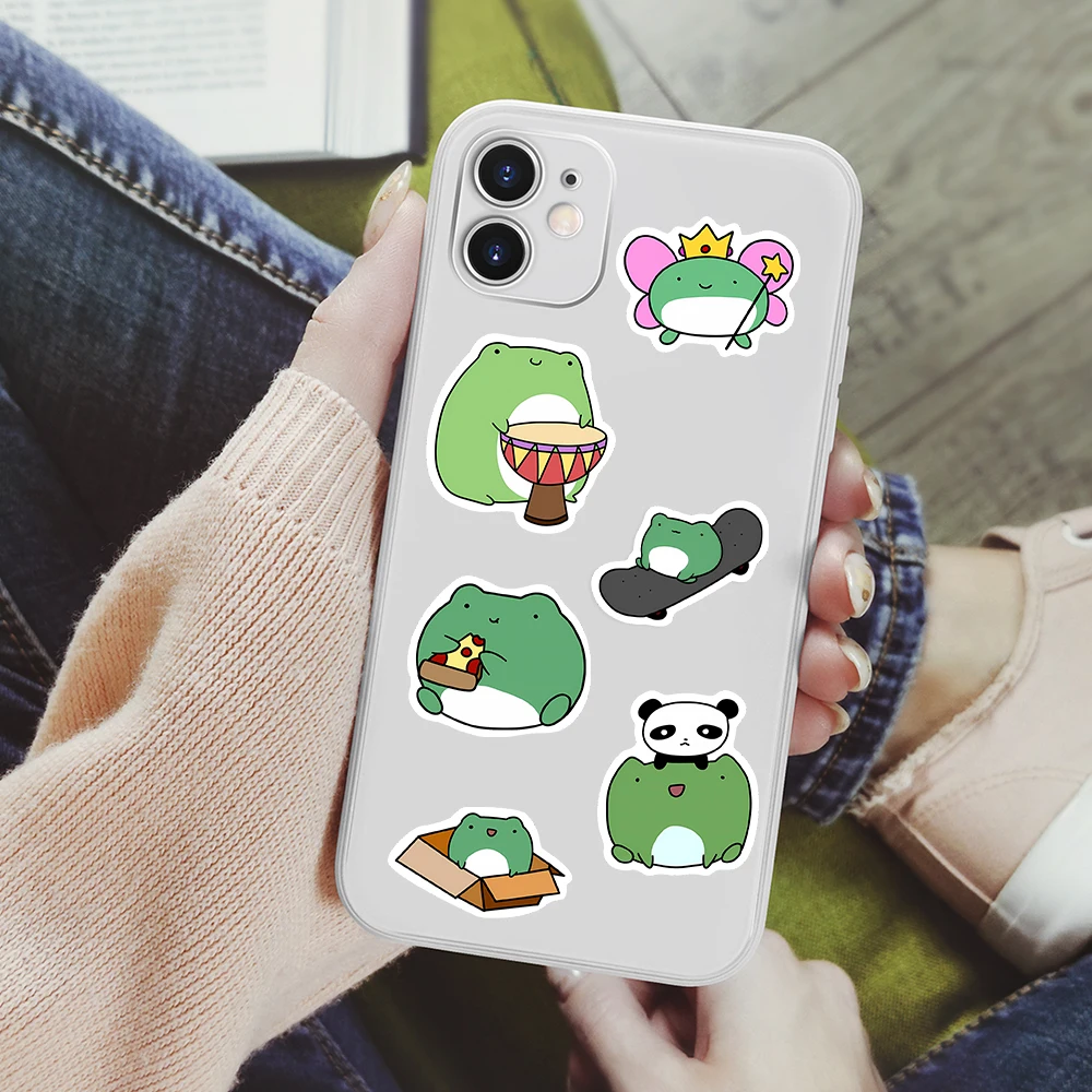 10/25/50PCS Cute Lovely Frog Stickers Small Self-Adhesive Decals for Photo Album Journal Scrapbook Luggage Refrigerator Notebook