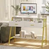 Modern Computer Desk Home Office Desk with Monitor Stand and Built-in Hutch Writing Desk Workstation Table with Bookshelf 3