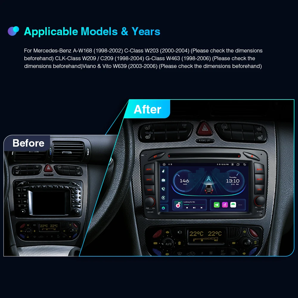 Xtrons 7“ Android 11 Car Dvd Player Gps For Mercedes Benz A-w168 C-class W203  Clk-class W209 C209 G-class W463 Viano Vito W639 - Car Multimedia Player -  AliExpress