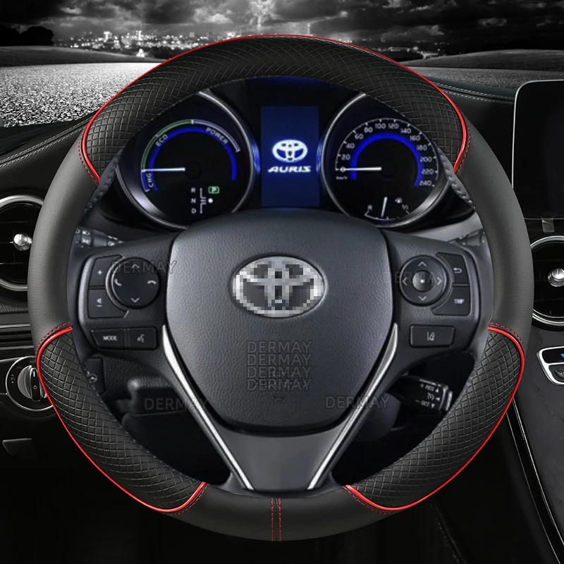 forToyotaAuris20062023CarSteeringWheelCoverNonslipPULeather