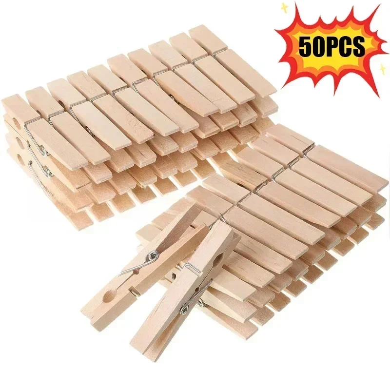 50pc Clothes Pins Wooden Clothespins 7.2cm Natural Wood Color Heavy Duty Wood Clips Hanging Clothes Outdoor Decorative Photos clothes pegs,photo clips