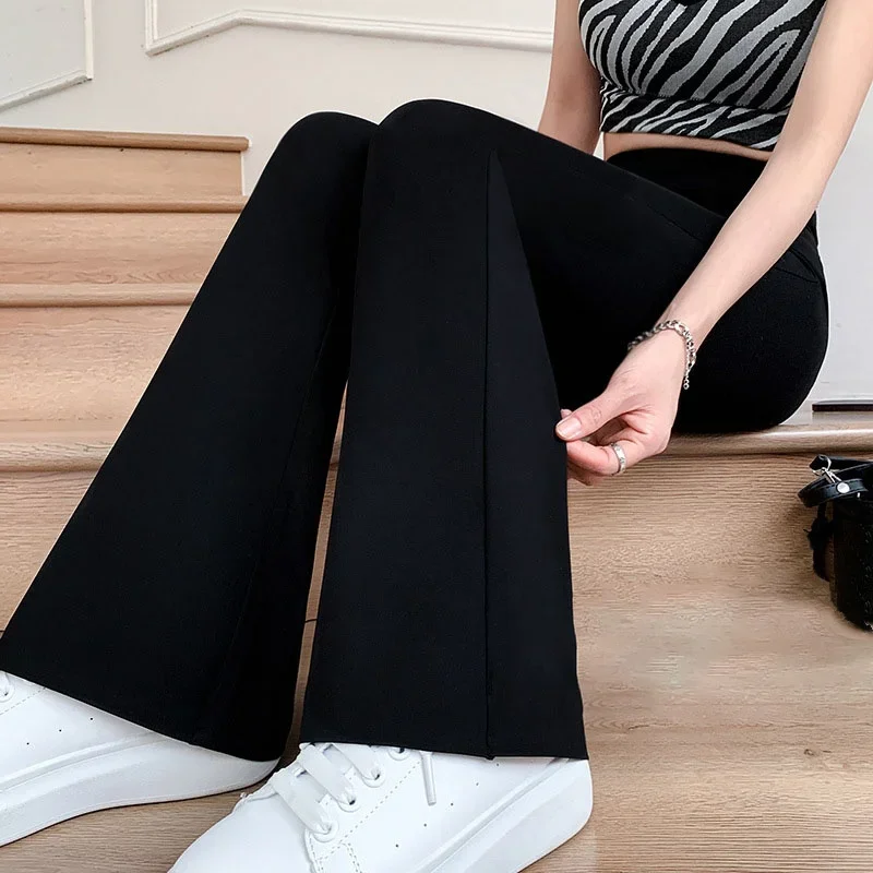 Women High Waist Flare Pants Winter Plush Warm Skinny Slimming Micro Horn Trousers Shark Pant Elegant Office Ladies Tights Y2k women pants