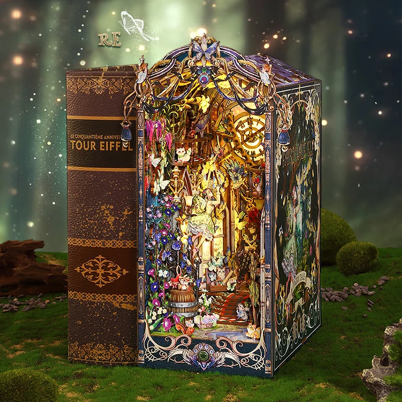 DIY 북 누크 키트 선반 3D 나무 책장 북엔드 만들기 방 장난감 홈 침실 장식 인형집 크리스마스 선물용