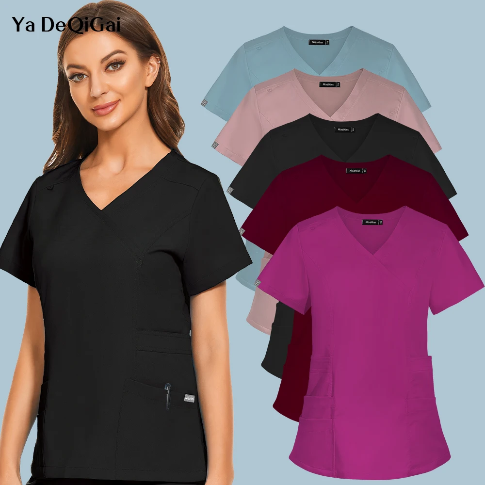 

8 Colors Oversize Spa Workwear Medial Nursing Uniforms Women Scrubs Tops Lab Shirts Beauty Salon Working Clothes Clinical Blosue