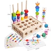 Kids Montessori Wooden Toys Baby Colorful Shape Matching Sleeve Column Beaded Games Cognition Early Education Toys for Children 6