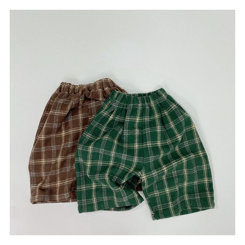 

3496B Children's Plaid Pants Autumn 2022 New Simple All Match Boy's Pant Plaid Wide Legs Pants 1-7Year Girl's Pant Trousers