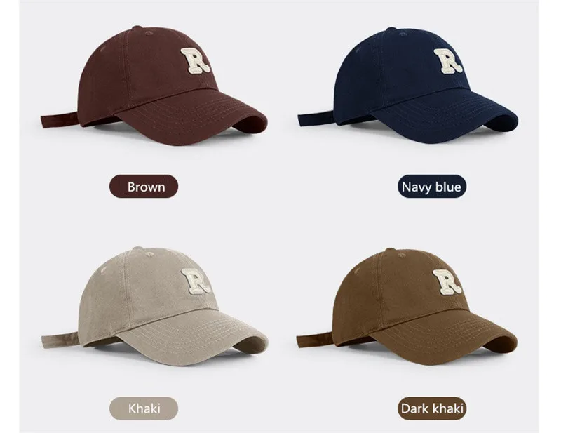 

Unisex Women Men solid Plus size adult soft baseball cap R letter applique trucker caps Sports hip hop snapback hats gorros
