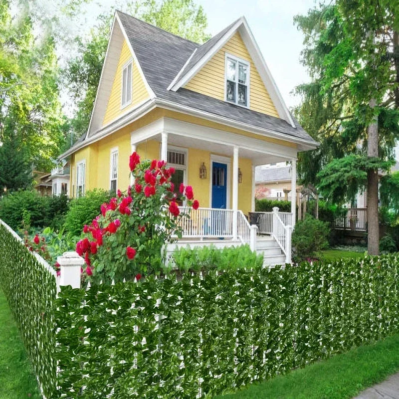 Leaf Fence Ivy Privacy Screen Balcony Privacy Garden Leaves Fence Artificial Hedge Apple Leaf Outdoor Decoration 50&times;500cm artificial leaf fence