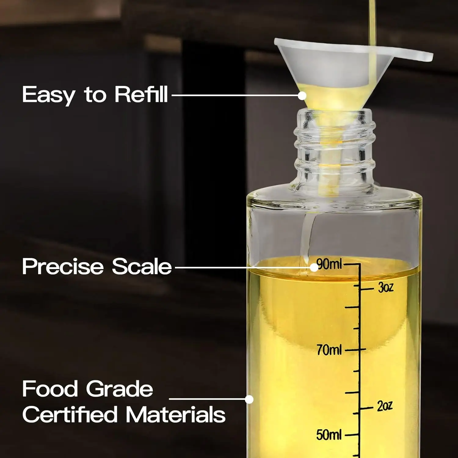 Oil Sprayer for Cooking, 2 Pack Upgraded Olive Oil Spray Bottle Mister Refillable with Scale Air Fryer Accessories for Kitchen