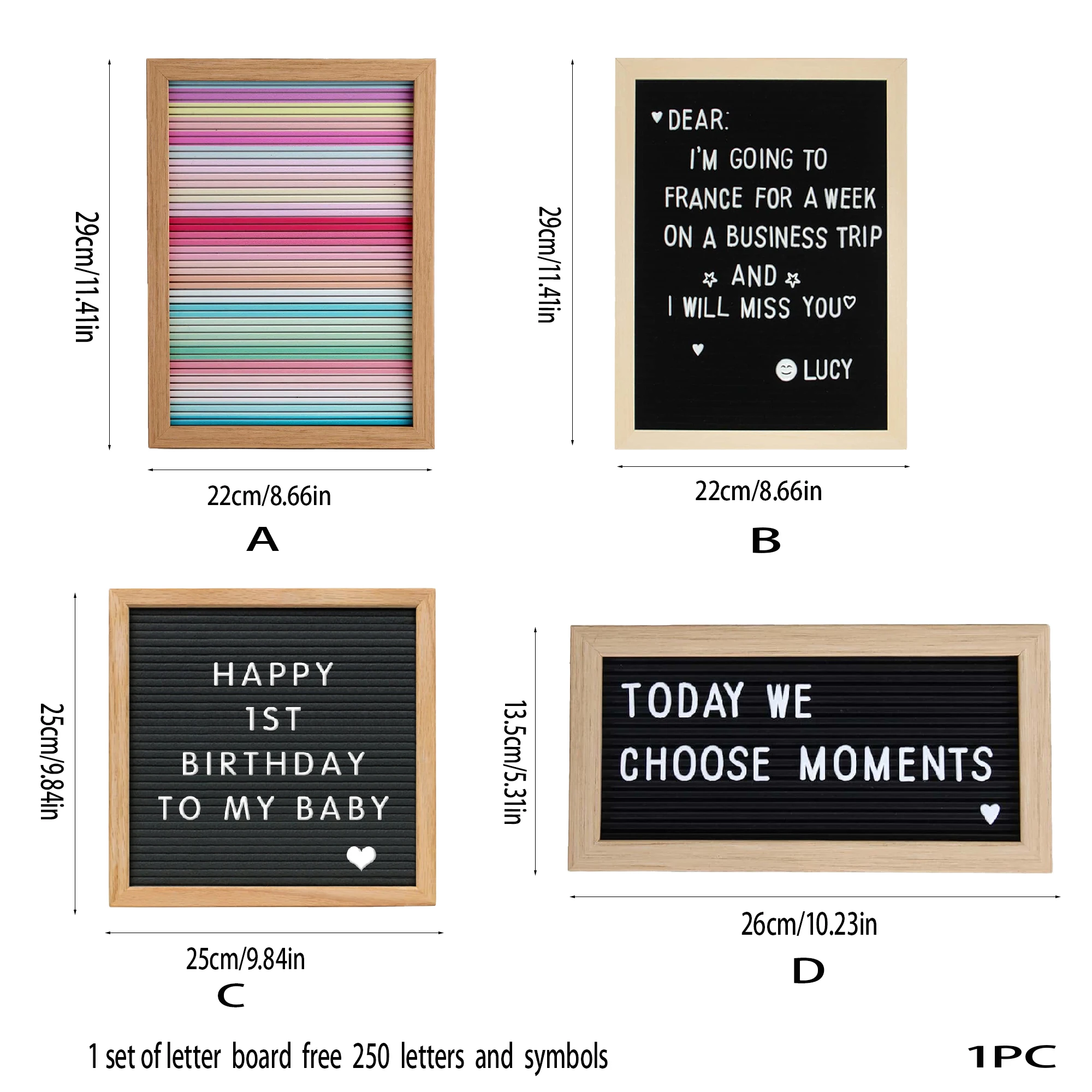 Wooden photo frame props Handmade felt alphanumeric message board photo props home decoration 1PC