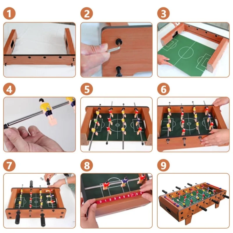 Mini Wooden Table Football Game Soccer Toy Kids Childrens Portable Foldable Indoor Outdoor Camping Party Games Birthday Gift