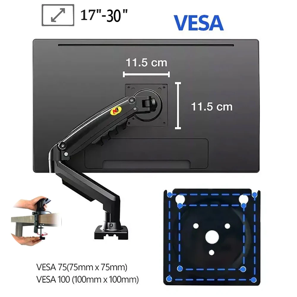 NB F80 PC Monitor Arm Support Full Motion Single Arm Desktop Mounting Bracket 30&rdquo; LCD Screen Support Adjustable Monitor Mount