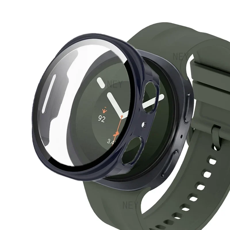 Premium Tempered Glass Protective Screen Cover for Smartwatch - Hard PC Bumper Shell