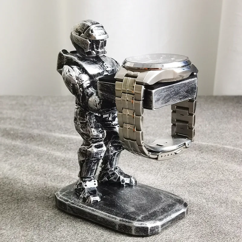 Watch Stand Charging Dock Apple Watch Cartoon Charging Desktop Bracket Smartwatch Holder Black Warrior Figurine Support