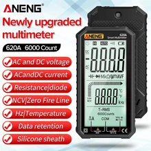 ANENG 620/619A Digital Smart Multimeter Transistor Testers 6000Counts True RMS Auto Electrical Capacitance Meter Temp Resistance