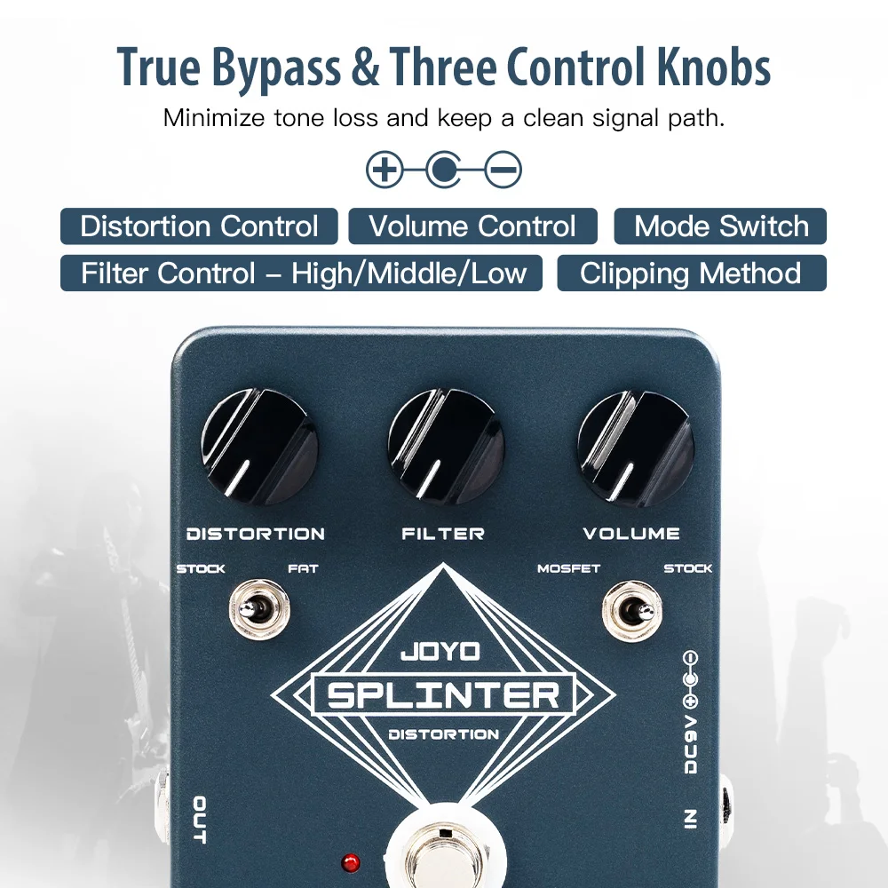 JF-21 SPLINTER Distortion Guitar Pedal Warm and Dynamic Fuzz Distortion Effects