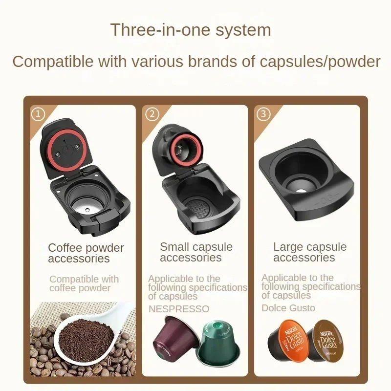 Capsule Coffee Machine 3in1 20Bar Home Small Automatic Italian American Coffee Maker Portable Cafeteiras De C&aacute;psulas