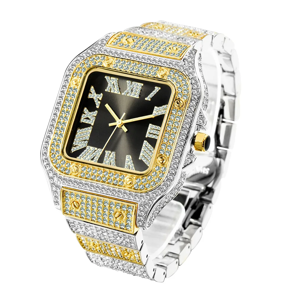 

Hot Sales Europe And America New Popular High-end And Fashionable Hip-hop Diamond Studded Square Men's Watch