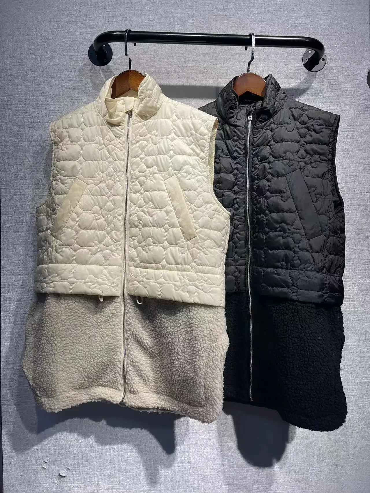 

Women Quilted Splice Vest Turtleneck Sleeveless Zipper Drawstring Waist Female Fashion Coat