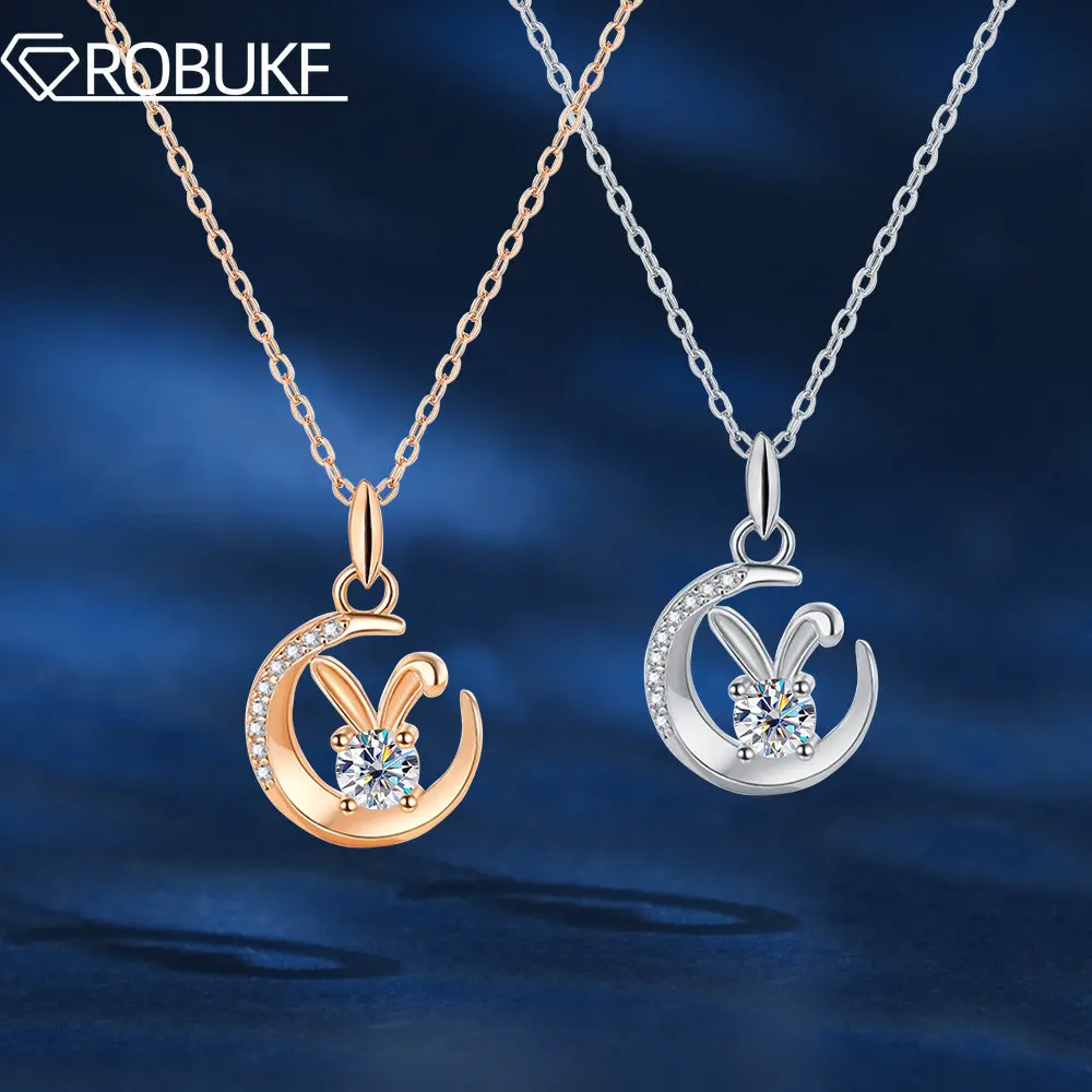 

Rabbit Pendant 0.5CT Moissanite Necklace D Color VVS1 925 Sterling Silver Birthday Jewelry For Women Cute Romantic Wholesale