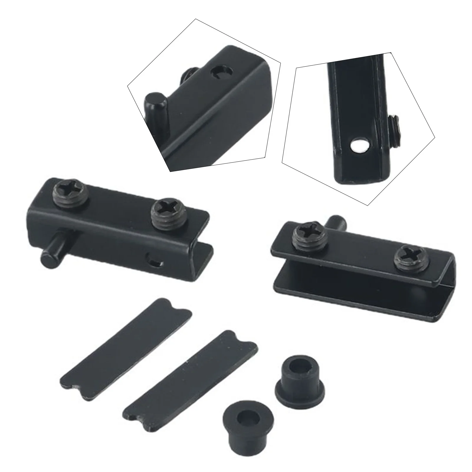 2Pcs Premium Stainless Steel Glass Door Hinges With Rubber Pads & Gel Cap No Drilling Fits 5-6mm Glass Furniture Hardware Parts