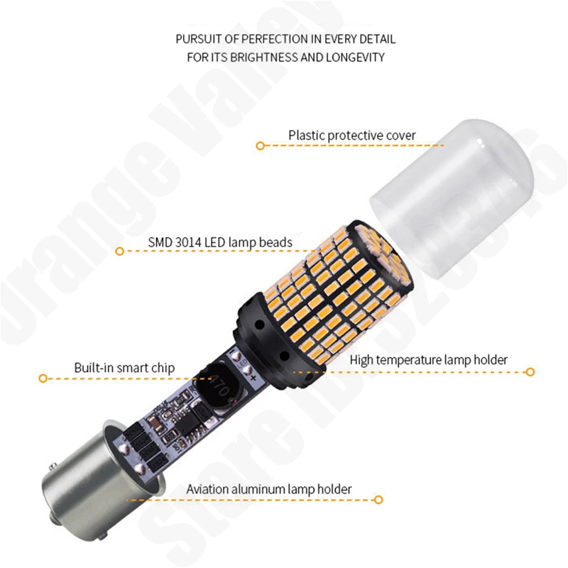 SMD �ڵ��� ���� ���̵� ǥ�õ�, ���� ���� ����, 3014 DC12V, BA15S P21W 1156 BAU15S T20 7440 144 LED, 50 ��