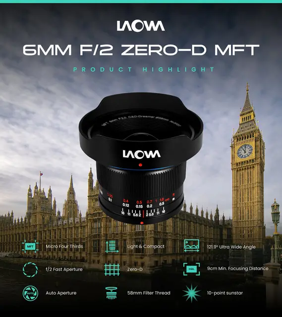 LAOWA MFT 6mm F2.0 C&D-Dreamer レンズ Laowa 6mm f/2.0 C&D-Dreamer Lens (マイクロフォーサーズ マウント)