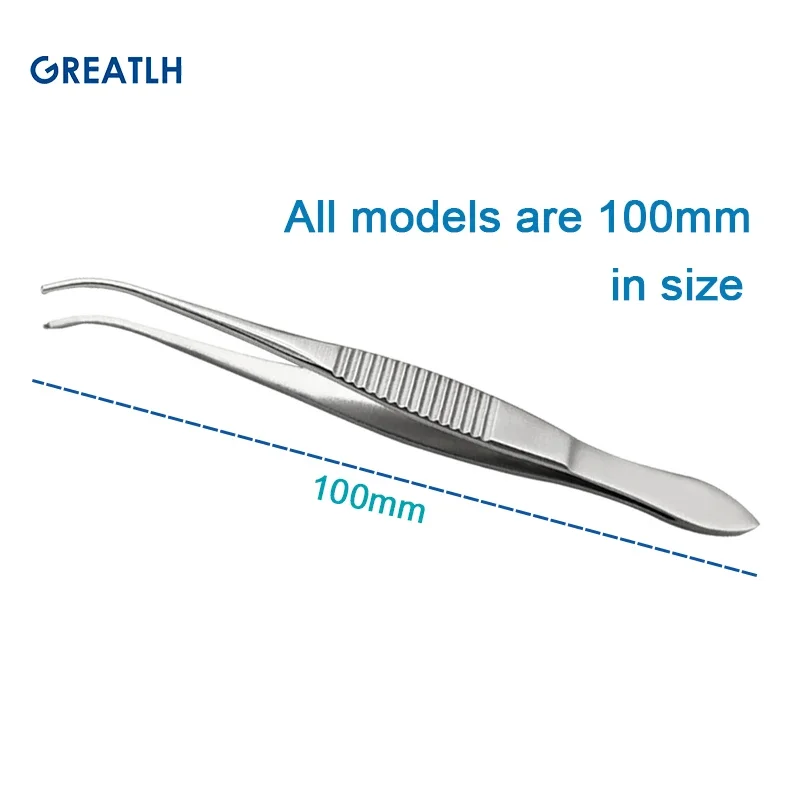 Ophthalmic Surgical Instruments Stainless Ophthalmic Medical Forceps Surgical Clmap Straight Curved Tweezers with Teeth