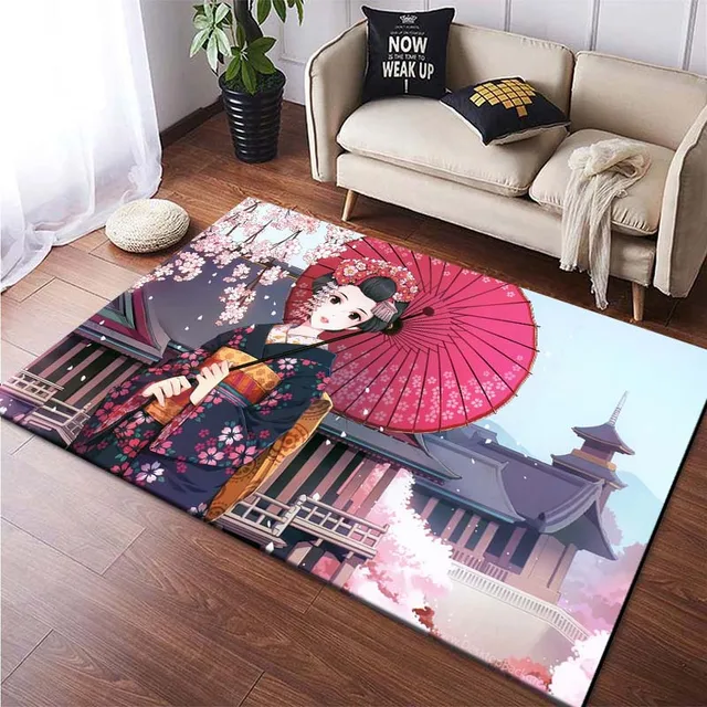 Geisha de belleza japonesa, decoración del hogar impresa, alfombras de área  grande para dormitorio, alfombrillas de juego para niños, alfombra  antideslizante para sala de estar _ - AliExpress Mobile