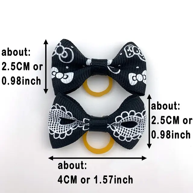 Set Cute Pet Bows Small Dogs Grooming Accessories Rubber Bands Puppy Cat Headwear Print Bow Handmade Hair Band For Dog Wholesale 4