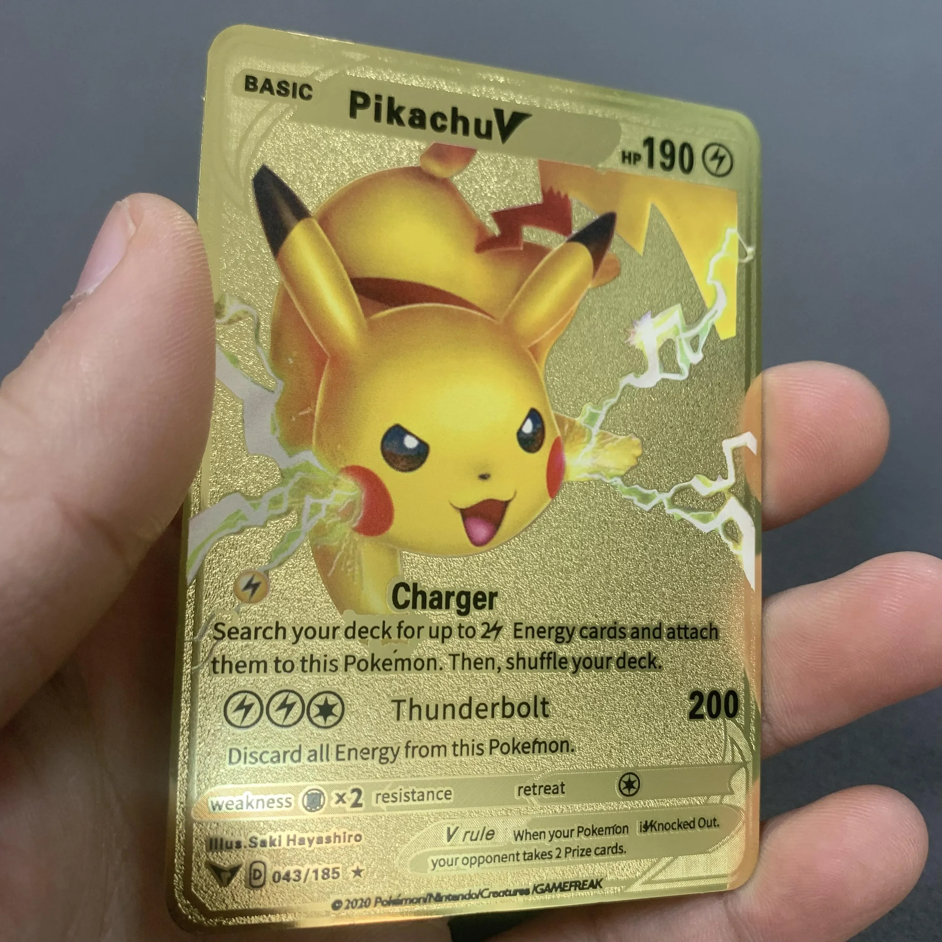 thumbnail image 1 of New Pikachu Cards Gold DIY Metal Card English Hard Iron Cards Gx Vmax Package Game Battle Collection Exchange Gifts, 1 of 5